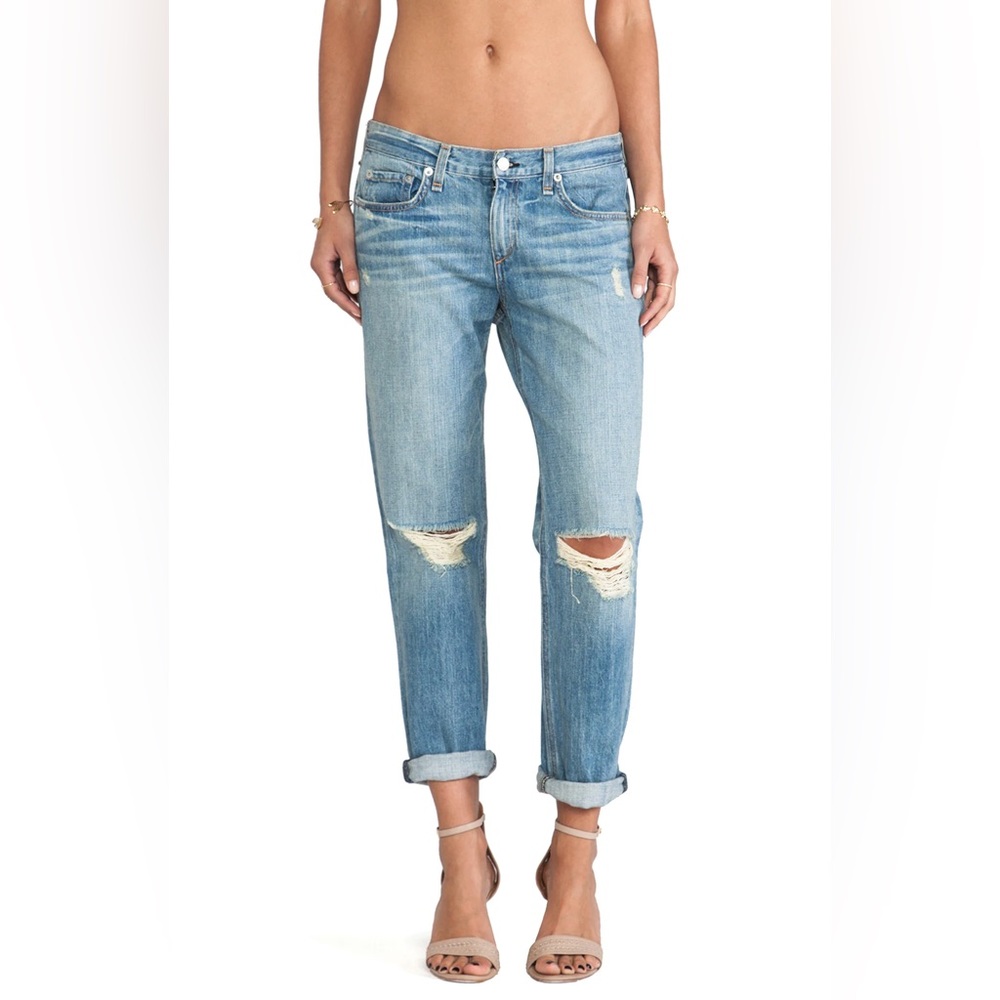 Rag & Bone | Boyfriend Jean in Moss with Holes